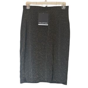 Halston Womens Metallic Midi Skirt Size S